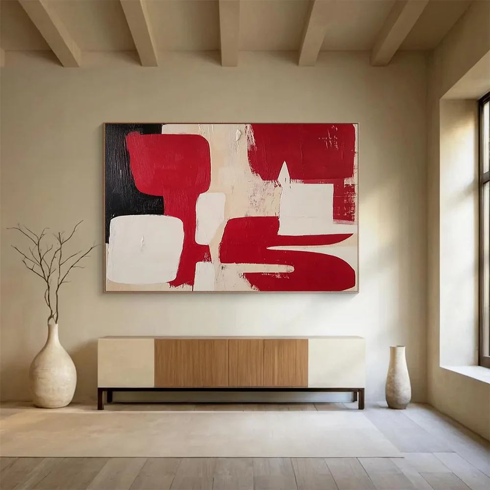 White Hand-painted Room Bold Abstract Canvas Artwork 6PDDH
